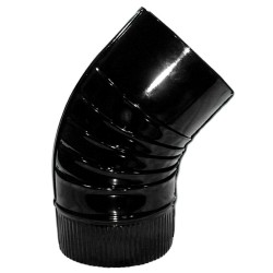 Codo Estufa Color Negro Vitrificado de 150 mm. 45°.