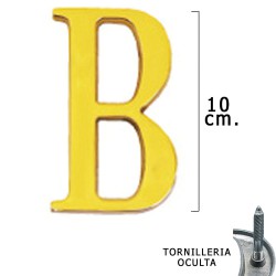 Letra Latón "B" 10 cm. con Tornilleria Oculta (Blister 1 Pieza)