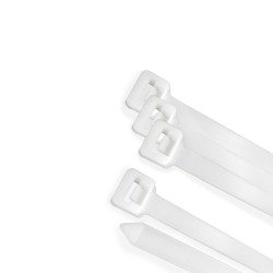 Brida Nylon 100%. Color Blanco / Natural 2,5 x 160 mm. 100 Piezas. Abrazadera Plastico, Organizador Cables, Alta Resistencia