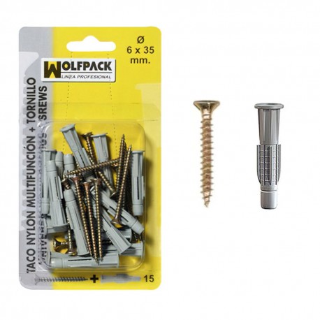 Taco Multiacción+Tornillo MU 6x45 mm. (15 Piezas)