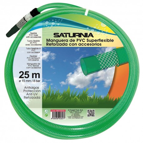 Manguera Latflex Reforzado 15 mm. - 5/8" Rollo 25 Metros Con Accesorios Manguera Jardin, Manguera Riego, Manguera Reforzada,